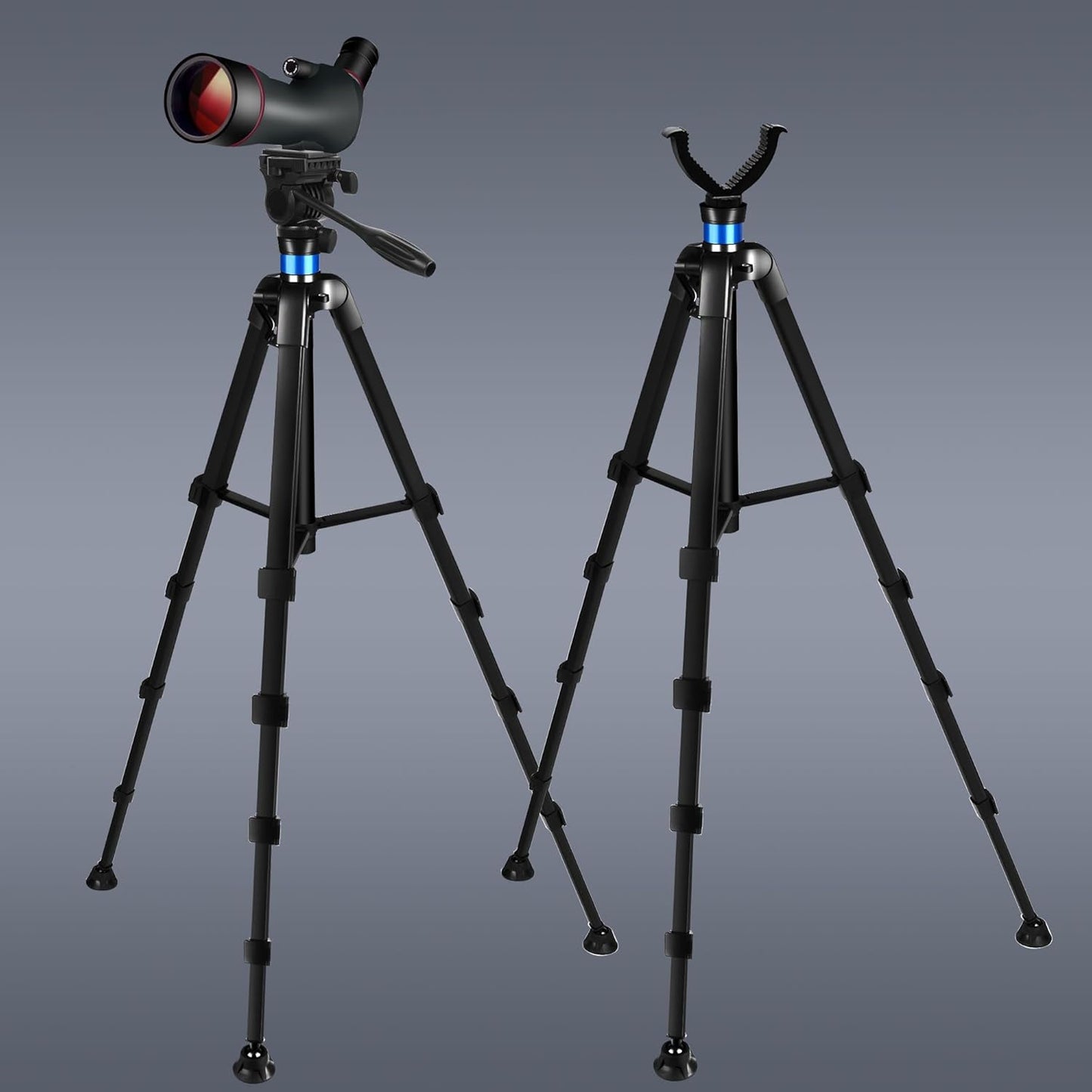 72.4 inch Spotting Scope and Binoculars Heavy Duty Tripod, Shooting Hunting Rest V Yoke Stand with Binoculars Adapter, Compatible with Monocular/Astronomical Telescope/DSLR Camera/Projector(Load 22Lb)