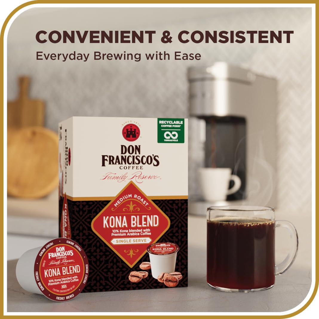 Don Francisco's Kona Blend Coffee Pods, 24 Count, Medium Roast, Compat