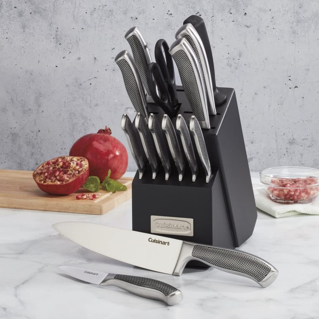 CUISINART Block Knife Set, 15pc Cutlery Knife Set with Steel Blades fo