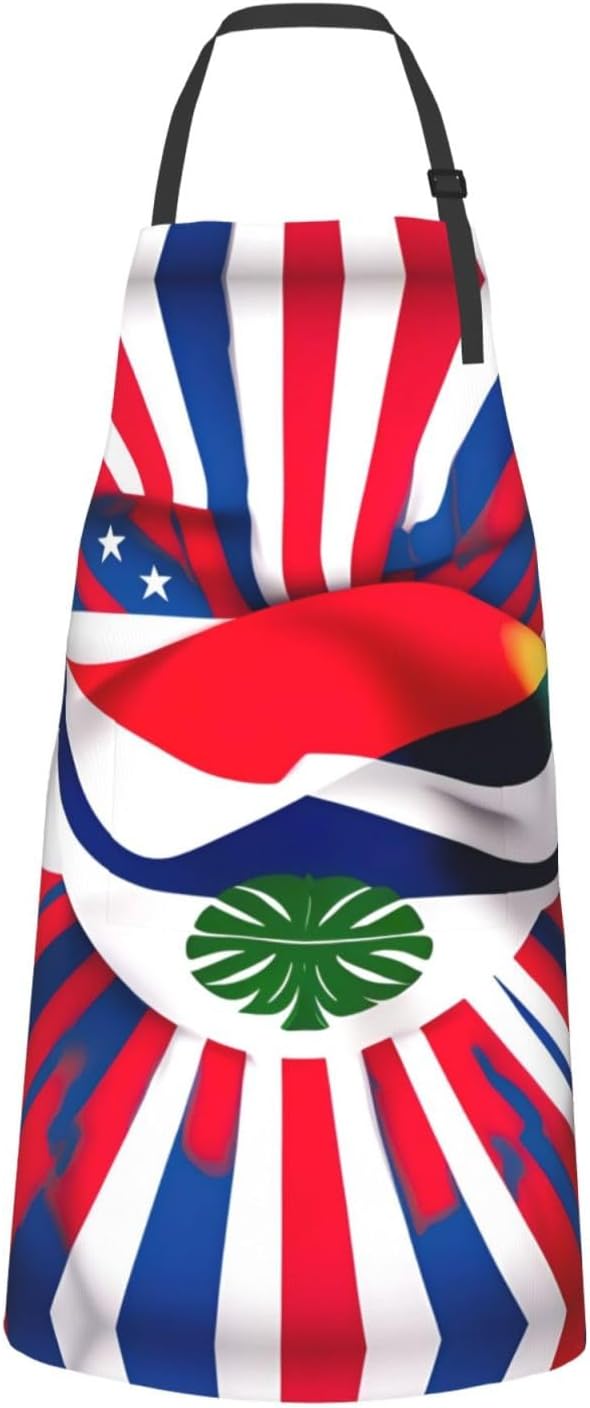 Costa Rica Flag print Waterproof chef's apron with pocket apron for kitchen cooking baking barbecue and gardening