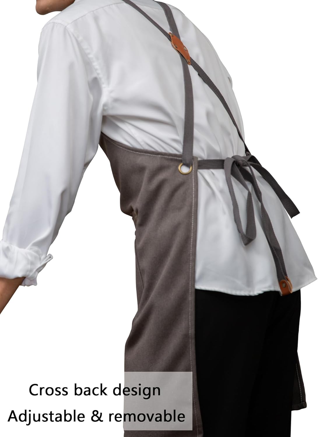 KITCHIEF Woodwork Aprons for Men,Tool Apron with loop and Pockets,Cross Back Heavy Duty Workshop Apron for Carpenter,Garden
