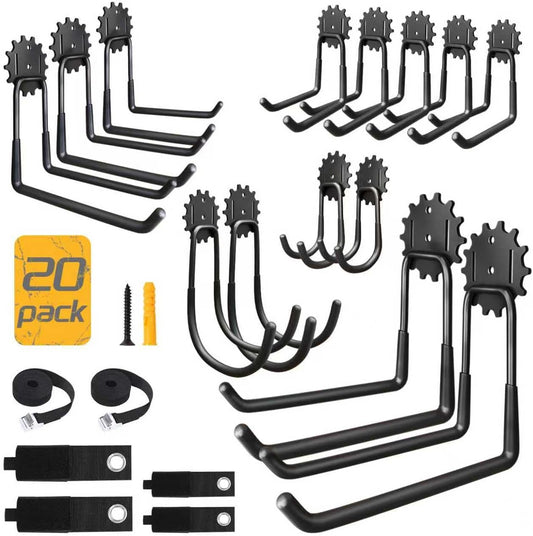 20 Pack Garage Heavy Duty Steel Hooks, Durable Storage Utility Wall Mo