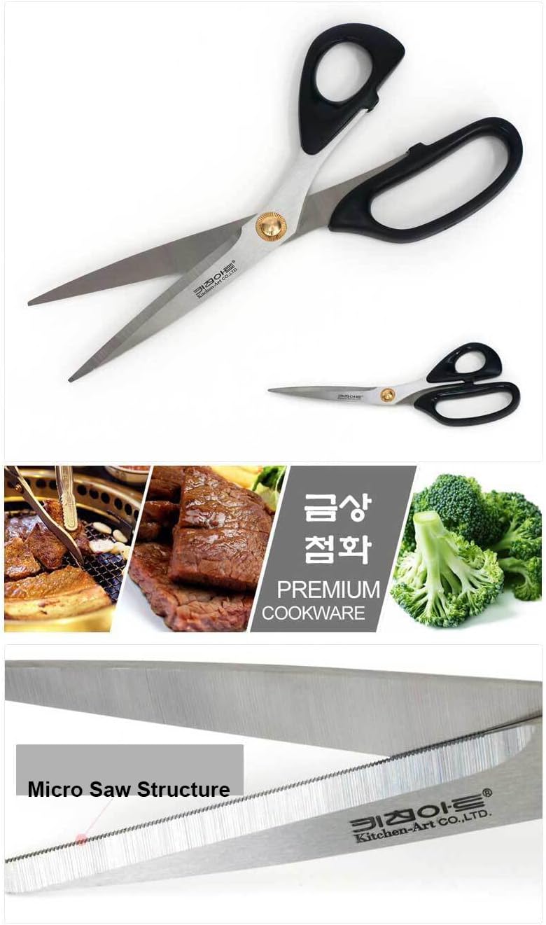 Art of Kitchen Korean Galbi Scissors Stainless Heavy Duty Scissors Shears ABS Grip Cutting Food Tools Kitchen Scissors for Chicken, Meat, Fish Size : 260mm, MC-KAGS886
