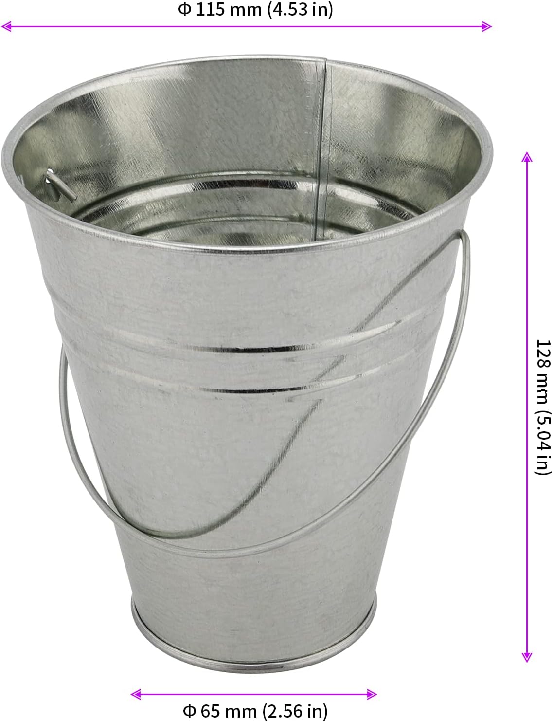 JEUIHAU 25 PCS 5x4.5 inch Galvanized Mini Buckets - Tin Pails for Part