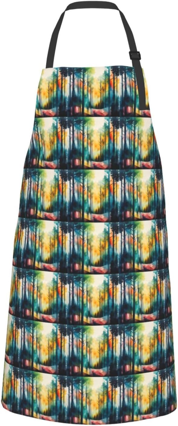 YANYU Tree Art Print 28x33 In Kitchen Apron Stylish Chef Apron with Po