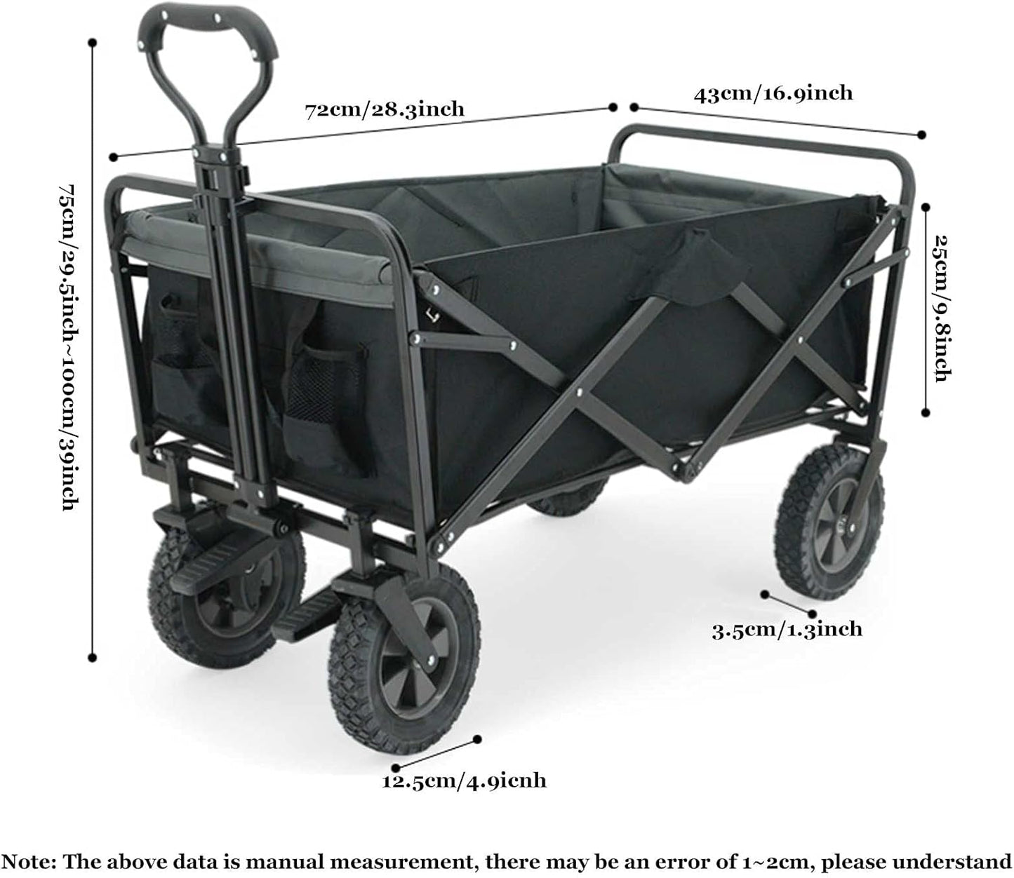 Foldable Garden Cart Outdoor l Heavy-Duty Beach Cart Portable with Adjustable Push-Pull Handle Wagon Stroller Suitable for Courtyard Beach Shopping(100 X 72 X 43 cm) (Purple)