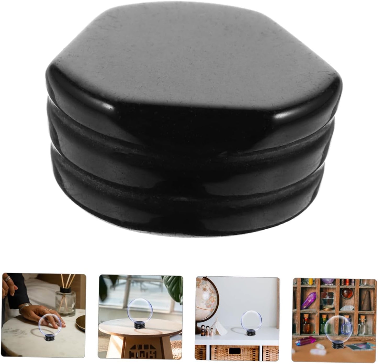 PRETYZOOM 5pcs Unique Sphere Stand Crystal Holder Natural Obsidian Display Base for Decorative Ornaments Elegant and Vintage Design for Home Decor for Crystal