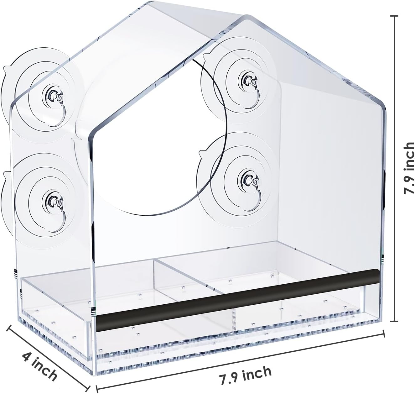 Window Bird Feeder with Strong Suction Cups for Outdoors, Clear Bird Feeder for Window Viewing, Easy to Refill and Clean, Ideal Gift for Parents.(Clear)