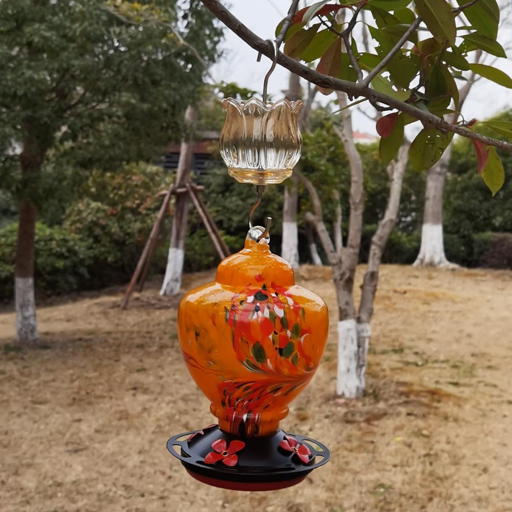 Glass Ant Moat for Hummingbird Feeder - 3 OZ Tulip Insect Guard with Large Capacity (Golden)