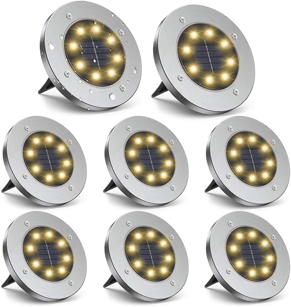 ZGWJ 8 Pack Solar Ground Lights,8 LED Solar Garden Lights Outdoor Wate