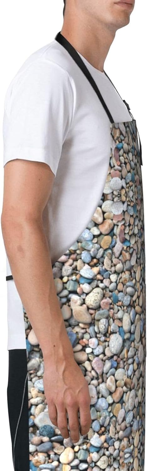 Pebble Stone Pattern Print Laundry apron 28x33 In Waterproof Kitchen Apron with Pockets for Cooking Baking
