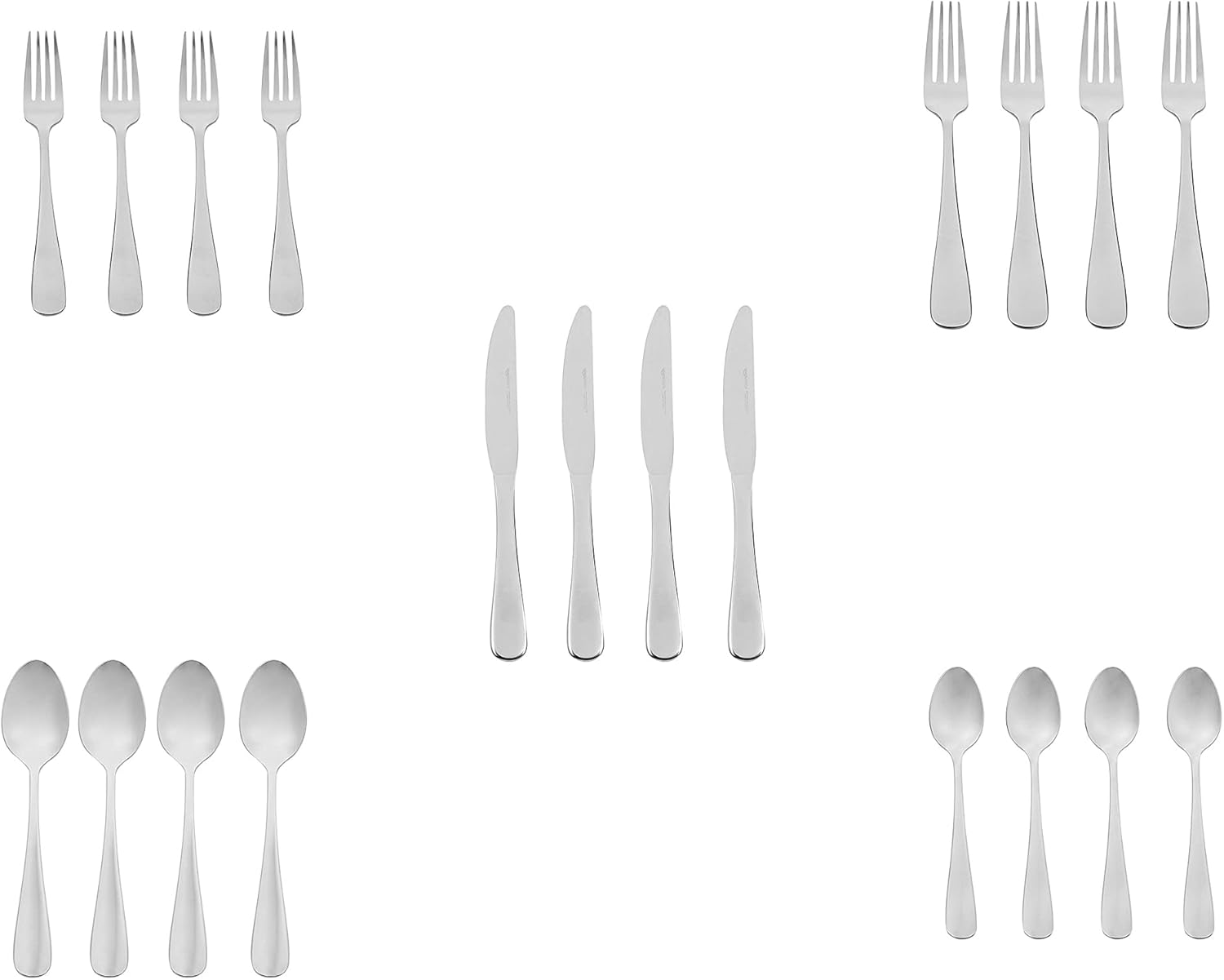 Amazon Basics Silverware Set, Stainless Steel Flatware, Dishwasher Saf
