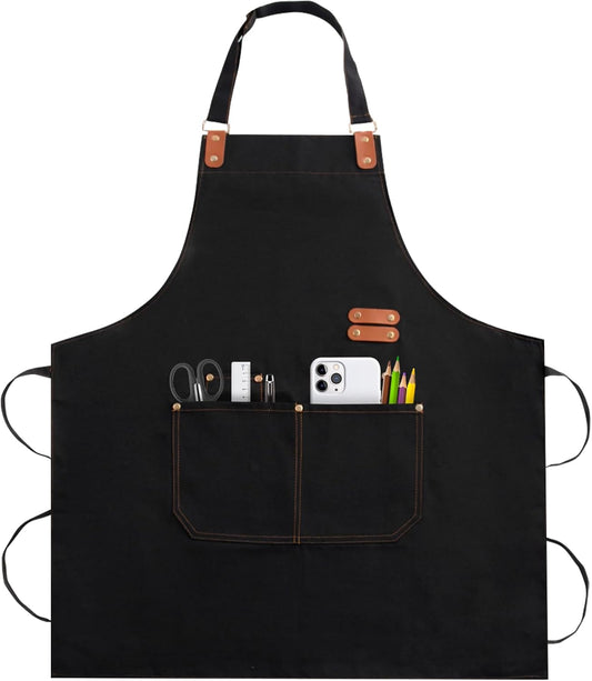 Apron for Men Women, Chef Apron with Adjustable Neck Strap, Heavy Duty