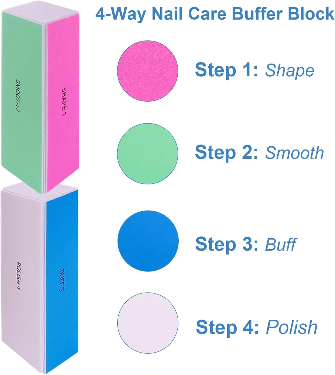 Nail File and Buffer Set, 4 Way Nail Buffers Shine Kit Professional Na