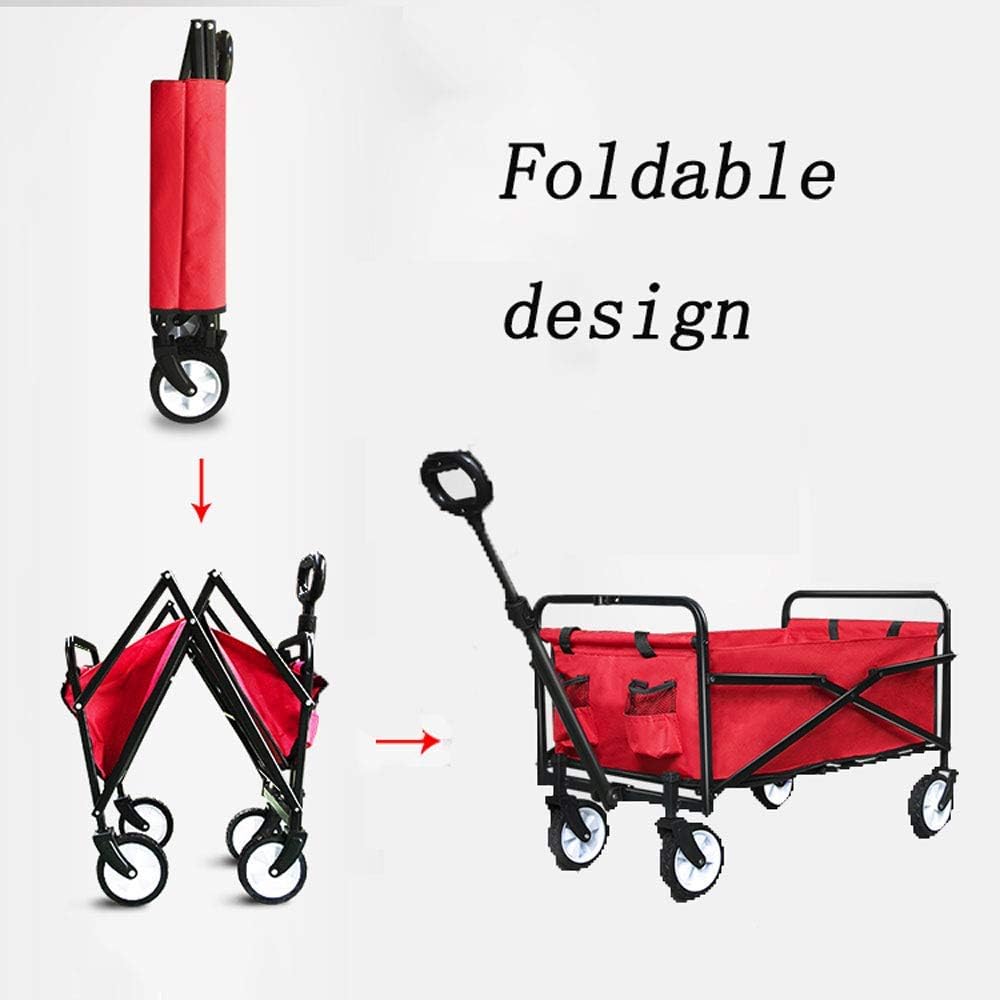 Utility Pull Wagon Collapsible Foldable Trolley Cart with Removable Ca