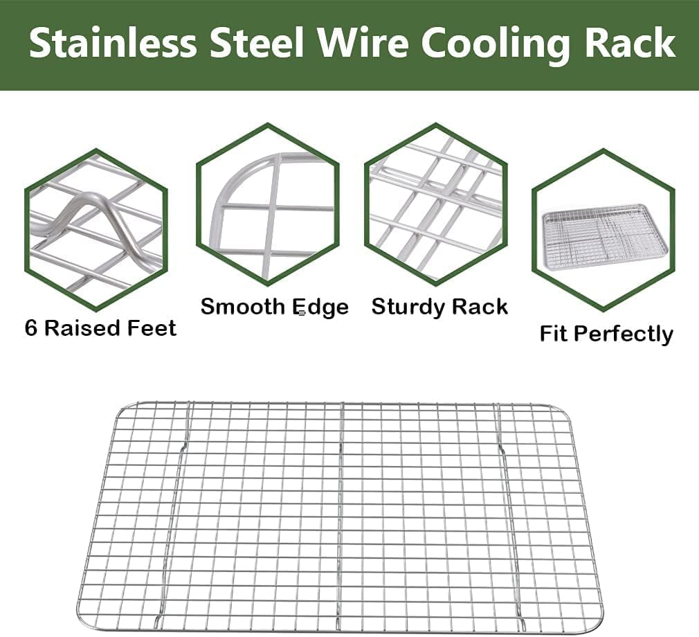 ROTTAY Baking Sheet with Rack Set (2 Pans + 2 Racks), Stainless Steel 