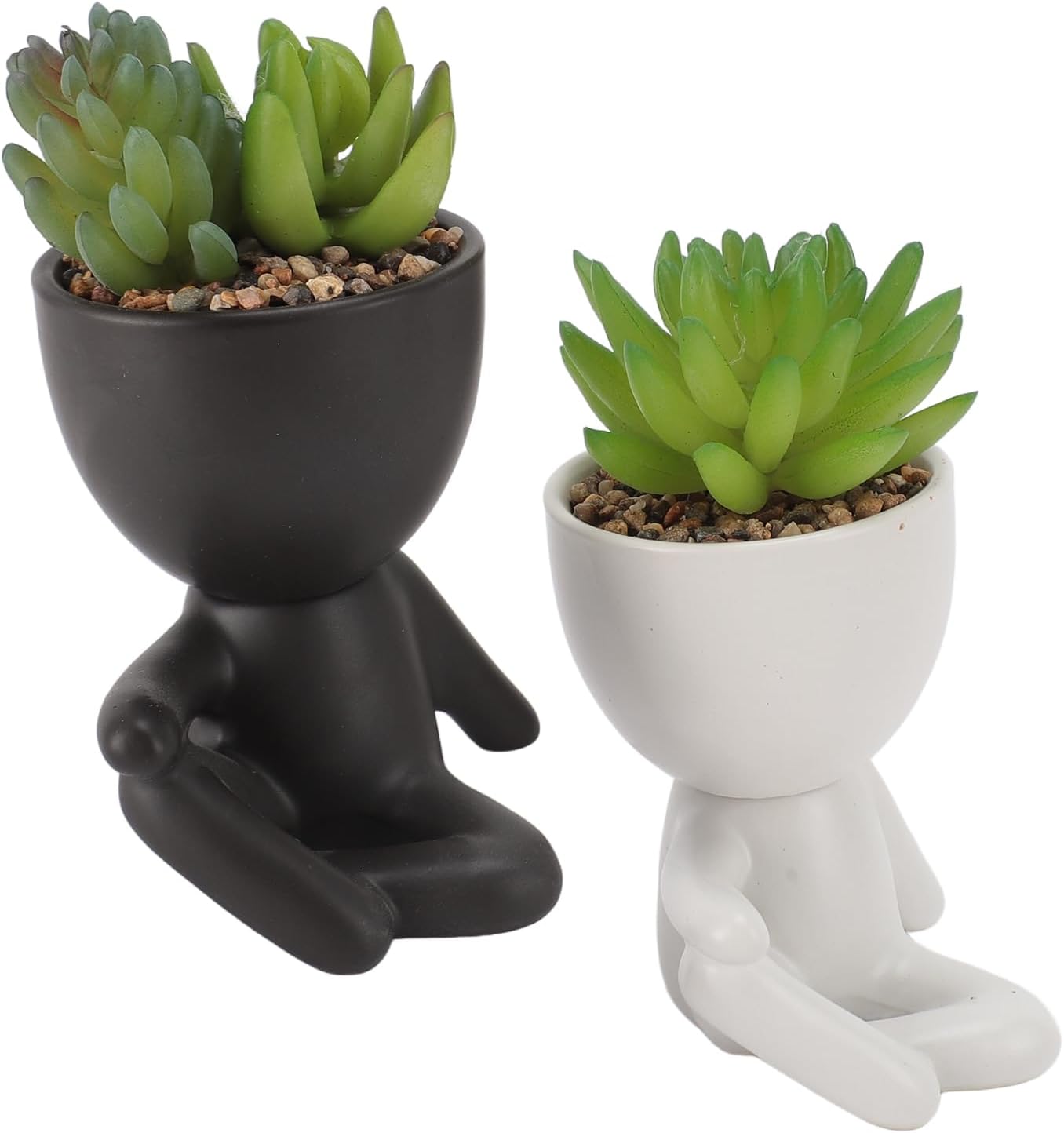 ZJchao Planter, Air Plants Office Plants Artificial Flower Pot Human Shaped Mini Fake Flower Pot Cute Desk Decor for Office, Home, Bathroom and Shelf