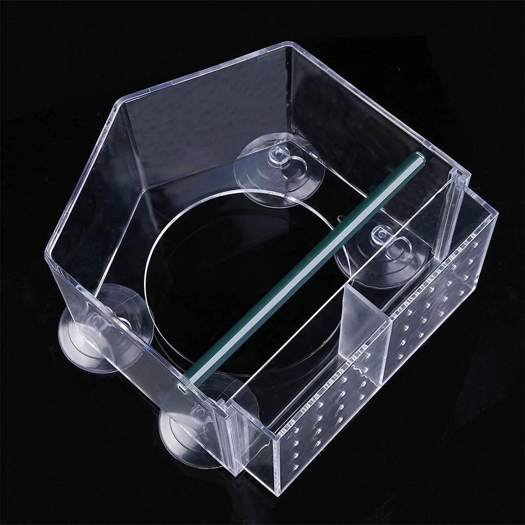 Acrylic indo Bird Feeder Large Size ith Suction Cup Detachable Seed Tray ith Drain Hole Bird House for Bird atching