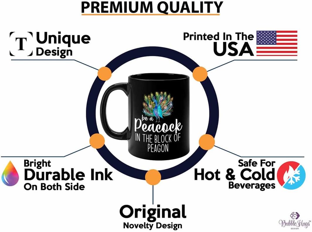 Bird Lover Coffee Mug 11oz Black - Peacock block pgeons - Hummingbird 