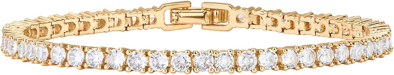 PAVOI 14K Gold Plated 3mm Cubic Zirconia Classic Tennis Bracelet | Gol