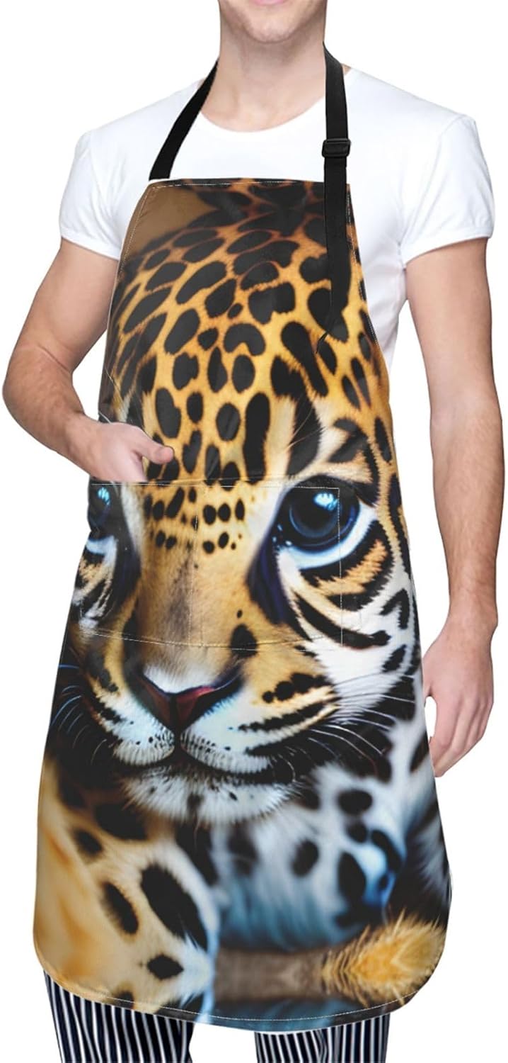 Cute Baby Jaguar 1 print Waterproof chef's apron with pocket apron for