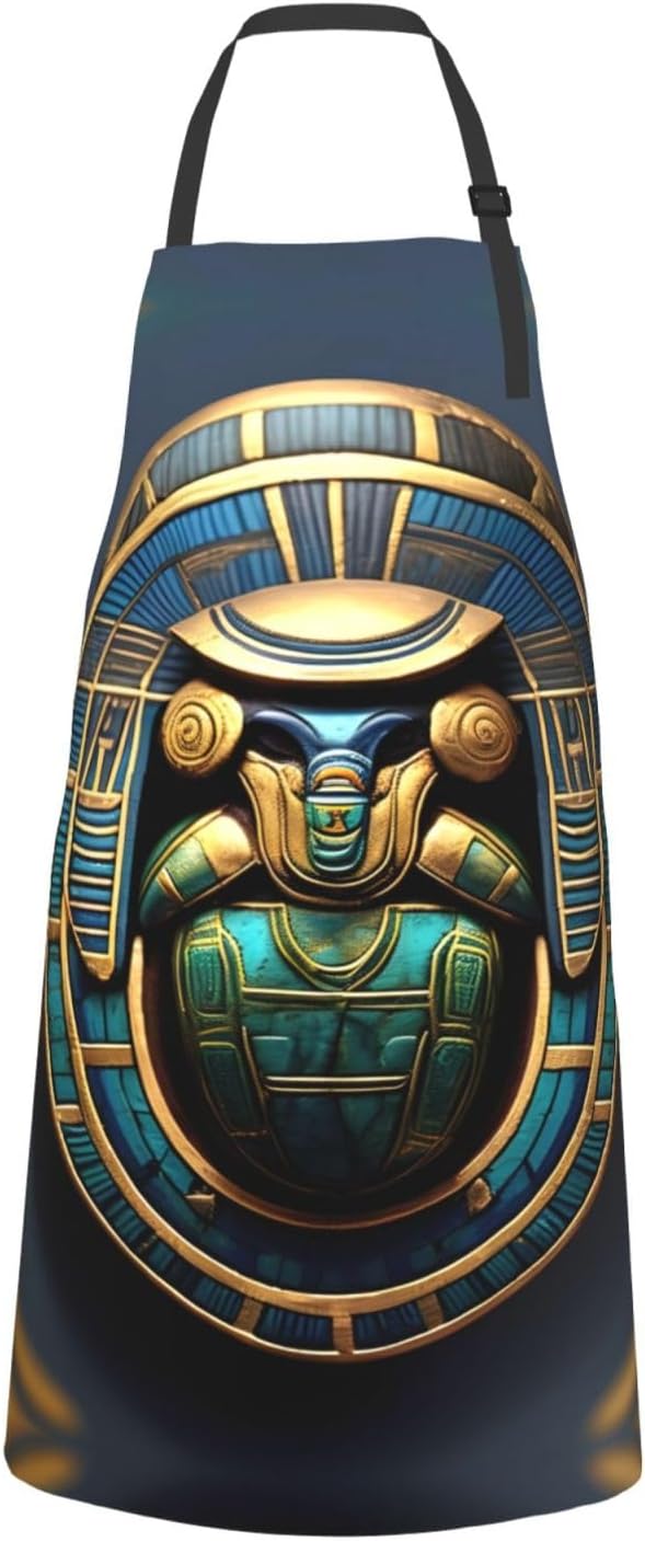 Egyptian Scarab Print Laundry apron 28x33 In Waterproof Kitchen Apron with Pockets for Cooking Baking