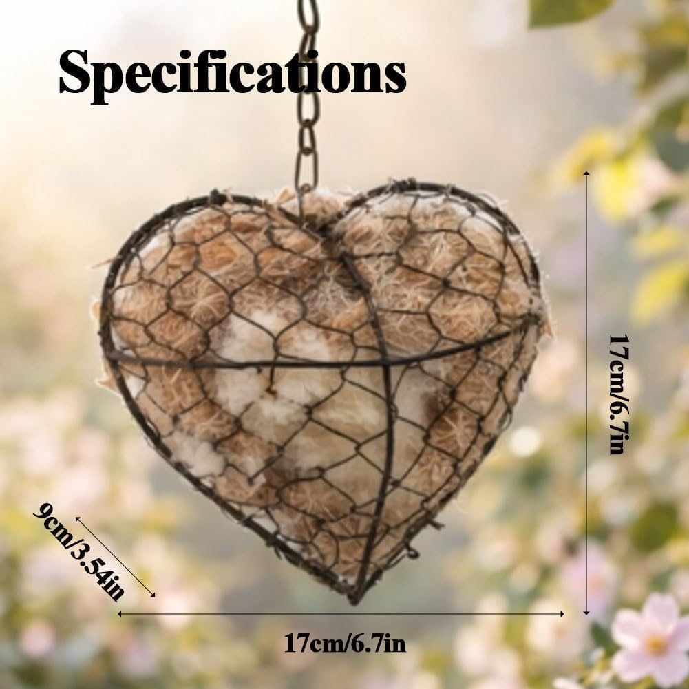 Handmade Fiber Bird Nesting Heart, Birds Nests Material Holder, Winter