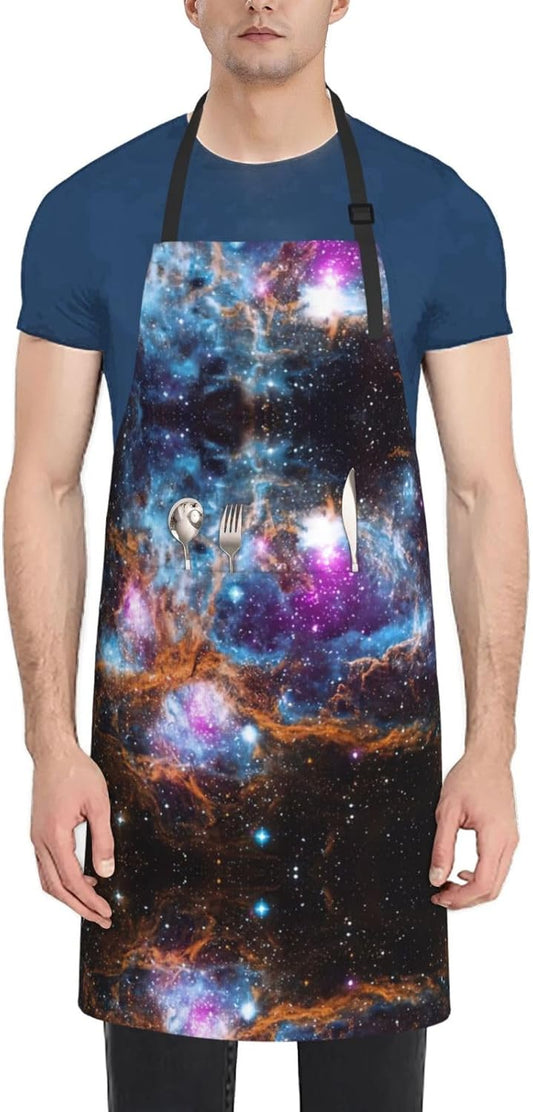 Universe Galaxy Space print Waterproof apron with pocket adjustable cooking apron for adult kitchen bibs to bake