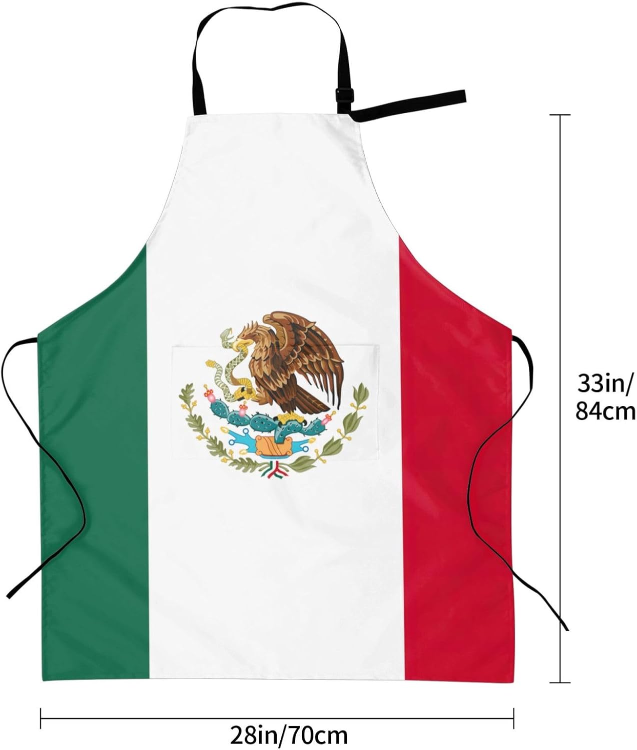 Flag of Mexico print Waterproof chef's apron with pocket apron for kitchen cooking baking barbecue and gardening