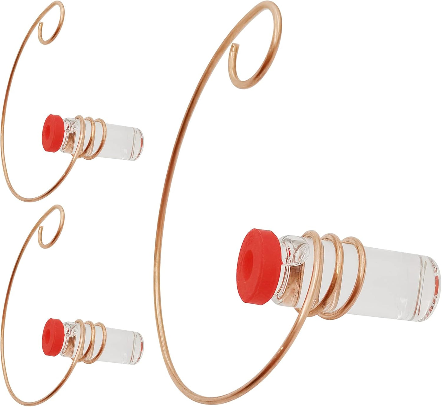 Hummingbird Feeder for Outdoors Hanging Hand-Held Spiral Decorations Copper Water Feeders with Glass Bottles 3 Pcs