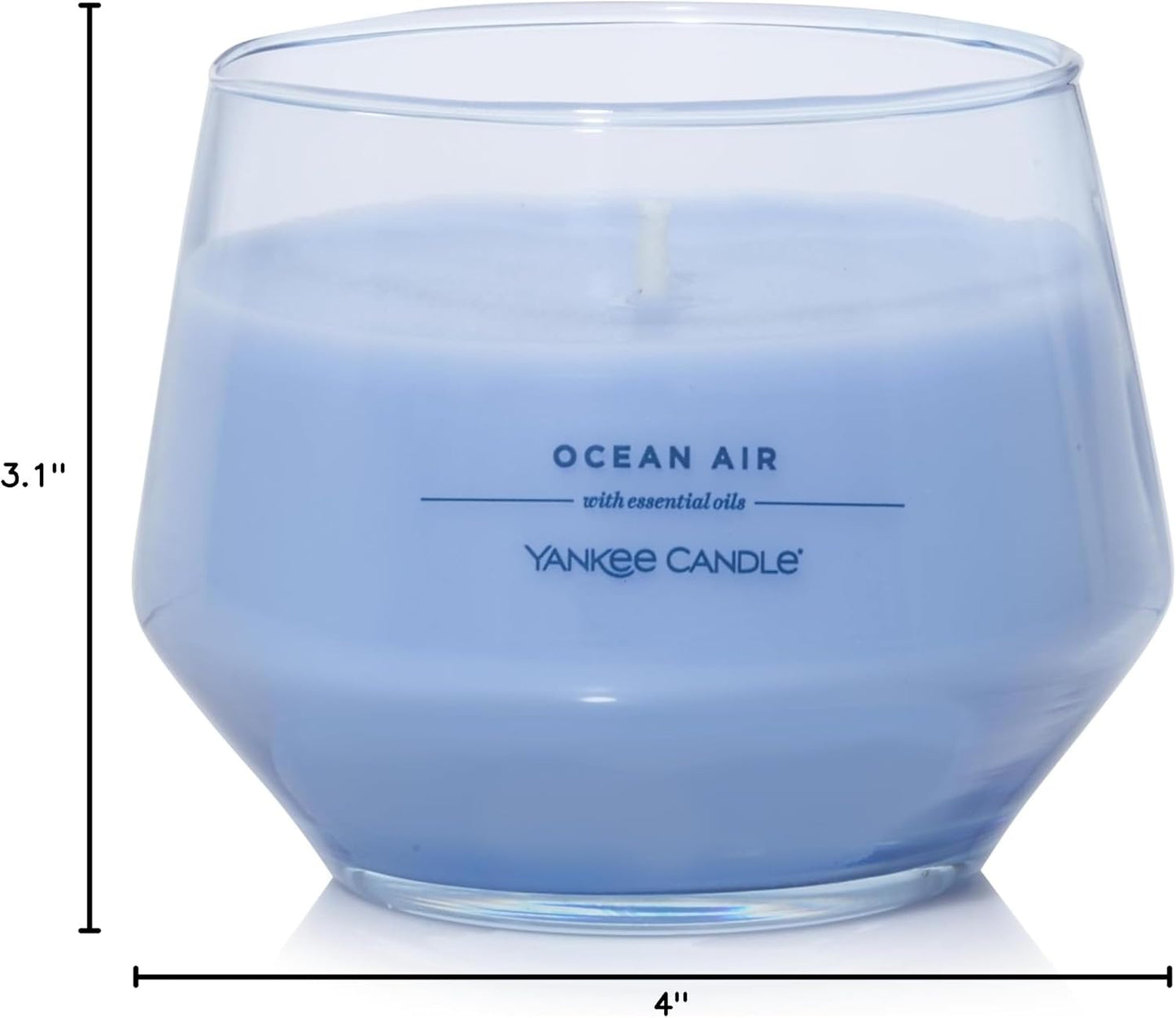 Yankee Candle Studio Scented Candle with up to 50 Hour Burn Time, Premium Plant Wax Blend for Consistent Burn, 10 oz Jar Candle with Room Filling Fragrance, Ocean Air