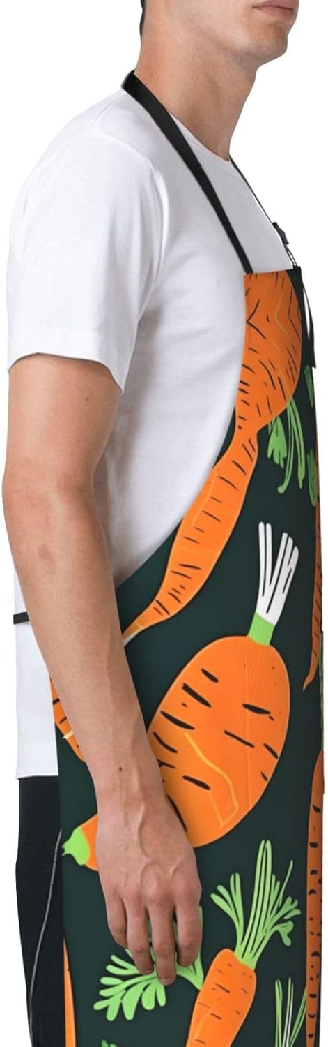 Happy carrot seamless pattern print Waterproof chef's apron with pocke
