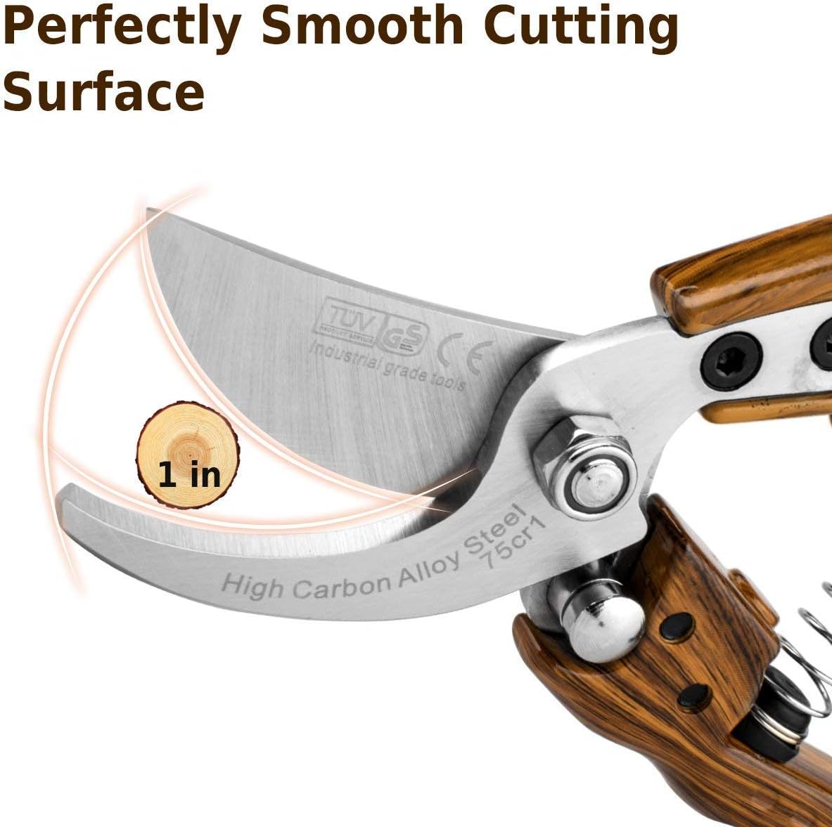 WProfessional Sharp Pruners, Garden Pruners, Tree Trimmers Secateurs, Bypass Pruning Shears, Secateurs, Hand Pruner, Garden Shears, Gardening Shears Clippers for Plants, Gardening Cutter (Wood Grain)