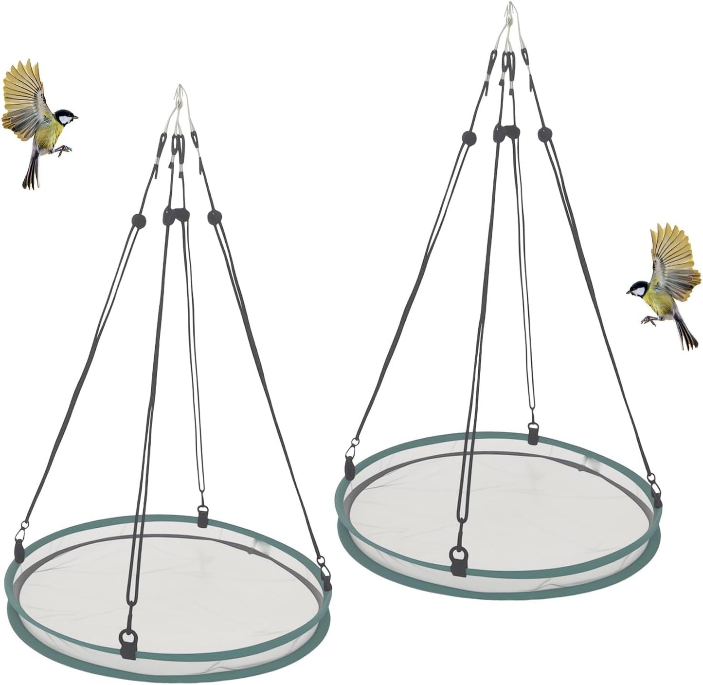 2 Pack Hanging Bird Feeder Tray – Platform Bird Feeder with Glass Fiber Mesh for Outdoors, Bird Feeders for Outdoors Hanging, Easy to Hang & Clean for Garden Yard