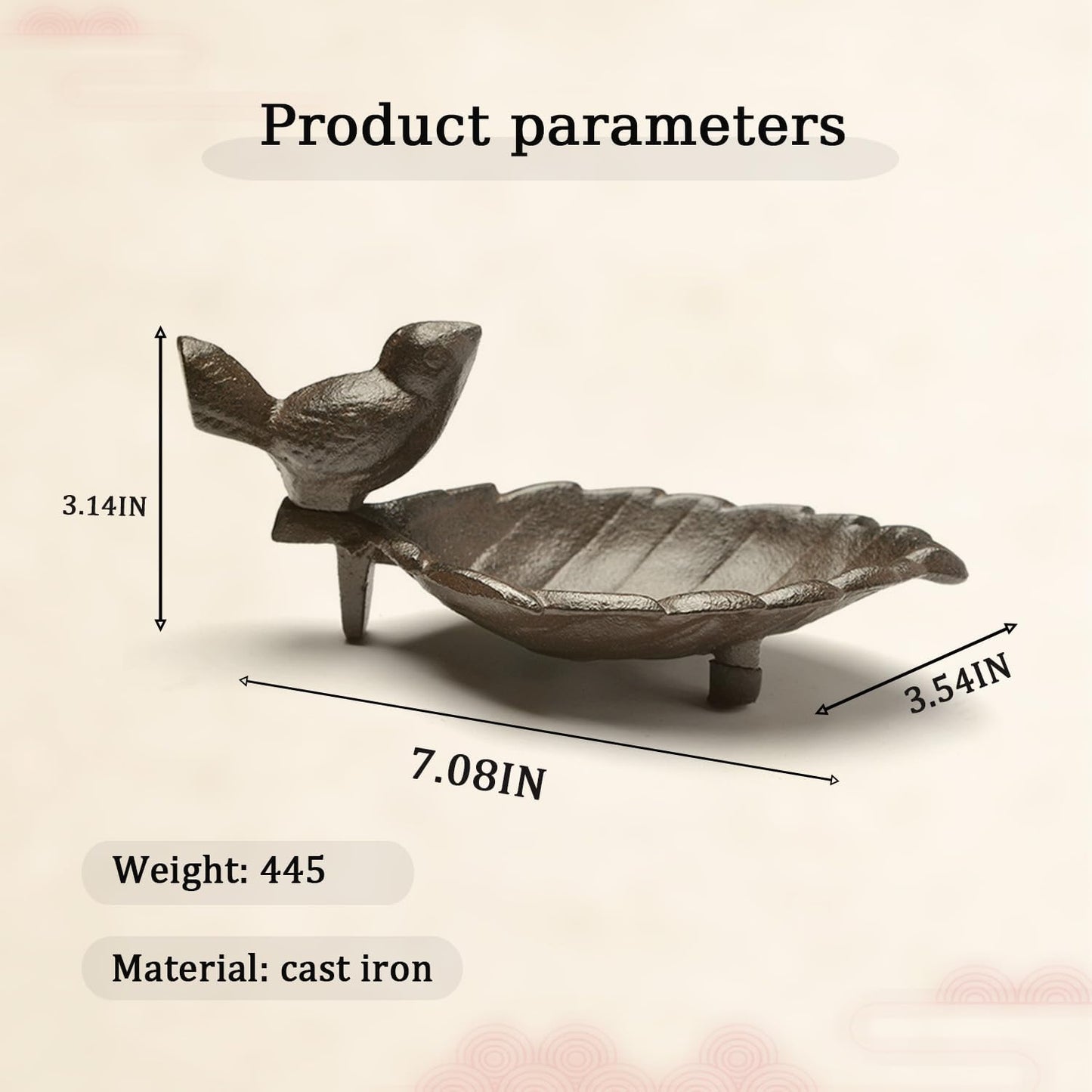 Cast Iron Bird Feeder, Leaf Shaped Wild Bird Feeding Bowl Rustic Garden Decor Ornaments Retro Birds Bath for Outdoors Vintage Metal Birds Food Container for Yard Patio Garden Deck