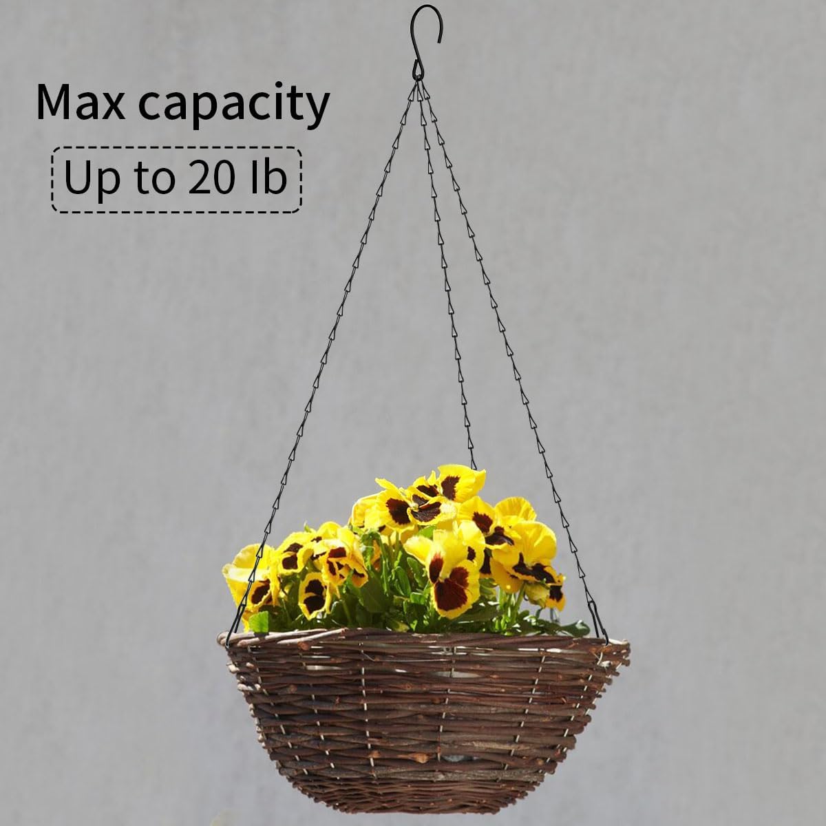 4PCS 20In Hanging Basket Chains, Chains for Hanging Baskets, chain plant hangers, Hanging Plant Chain, Pot Hangers decorative outdoor decorative chains for hanging bird feeder chain planter(Black)