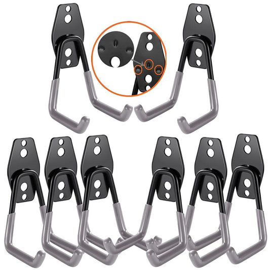 3-H Heavy Duty Garage Hooks [8 Pack] - 3-Round Welding Tech Holds 22lbs More - Thickened Steel Wall Mount for Ladders, Tools & Storage - Rustproof Utility Hardware