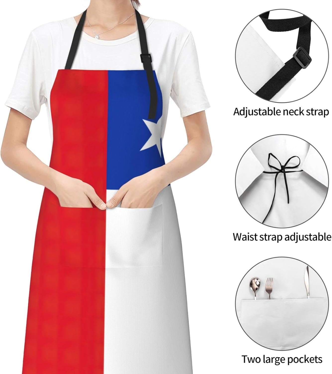 Flag of Chile print Waterproof chef's apron with pocket apron for kitc