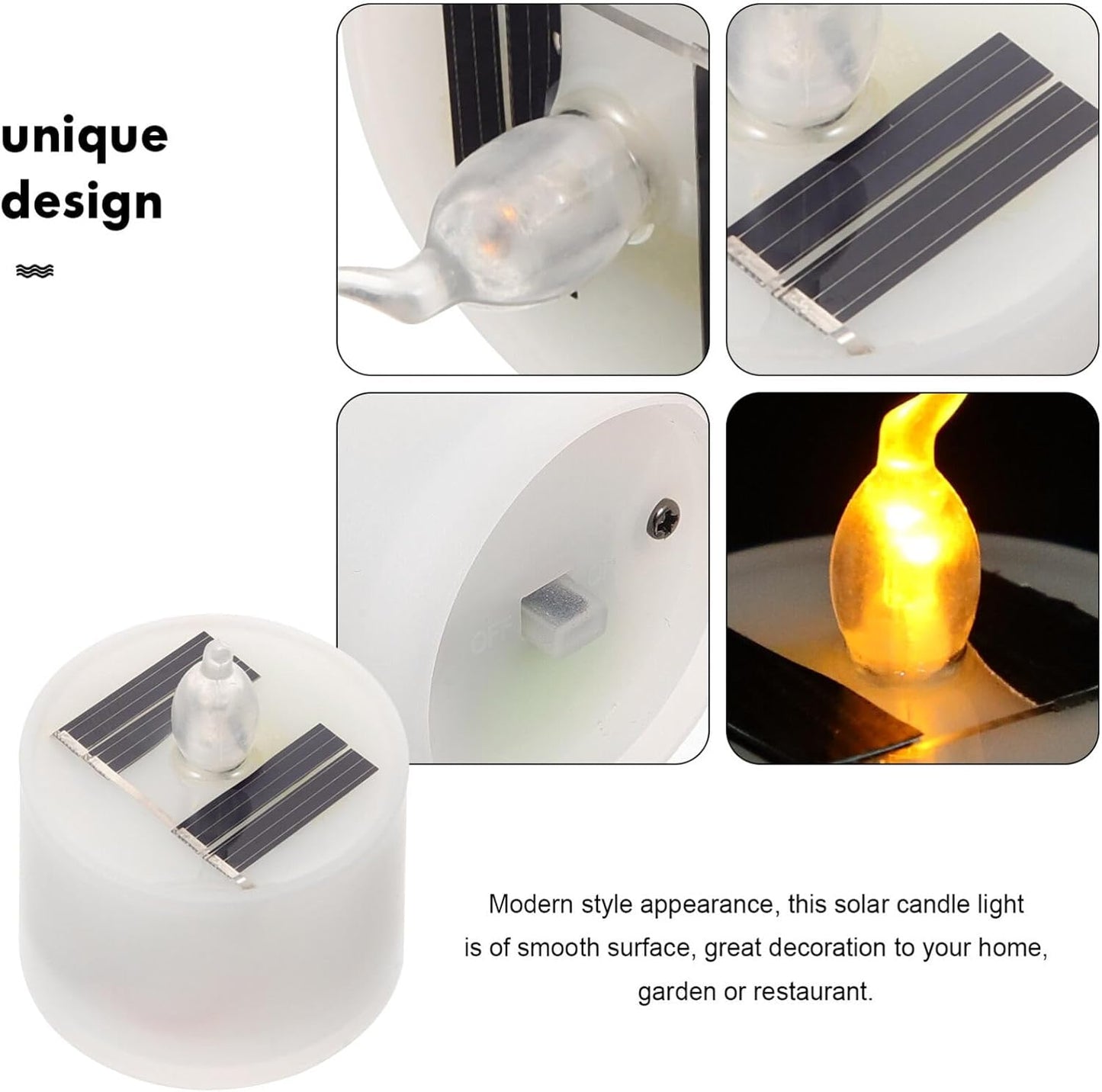 Uonlytech 4pcs Solar Tea Lights Outdoor Waterproof Dusk to Dawn Lighting Reusable LED Tea Light Candles Flickering Flameless Candle Lights for Lantern Garden Camping