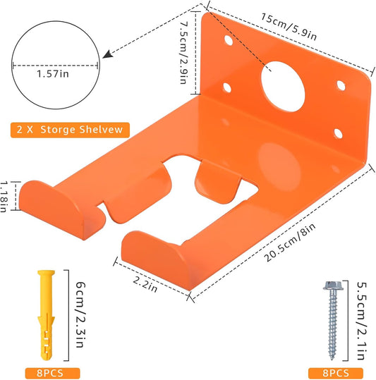 Weeding Machine Wall Mounted Hanger, garage organization manager storage shed wall rack, suitable for Stihl electric tools, hedge trimmer, lawn mower, garage wall, garden trimmer hanger (2-piece set)
