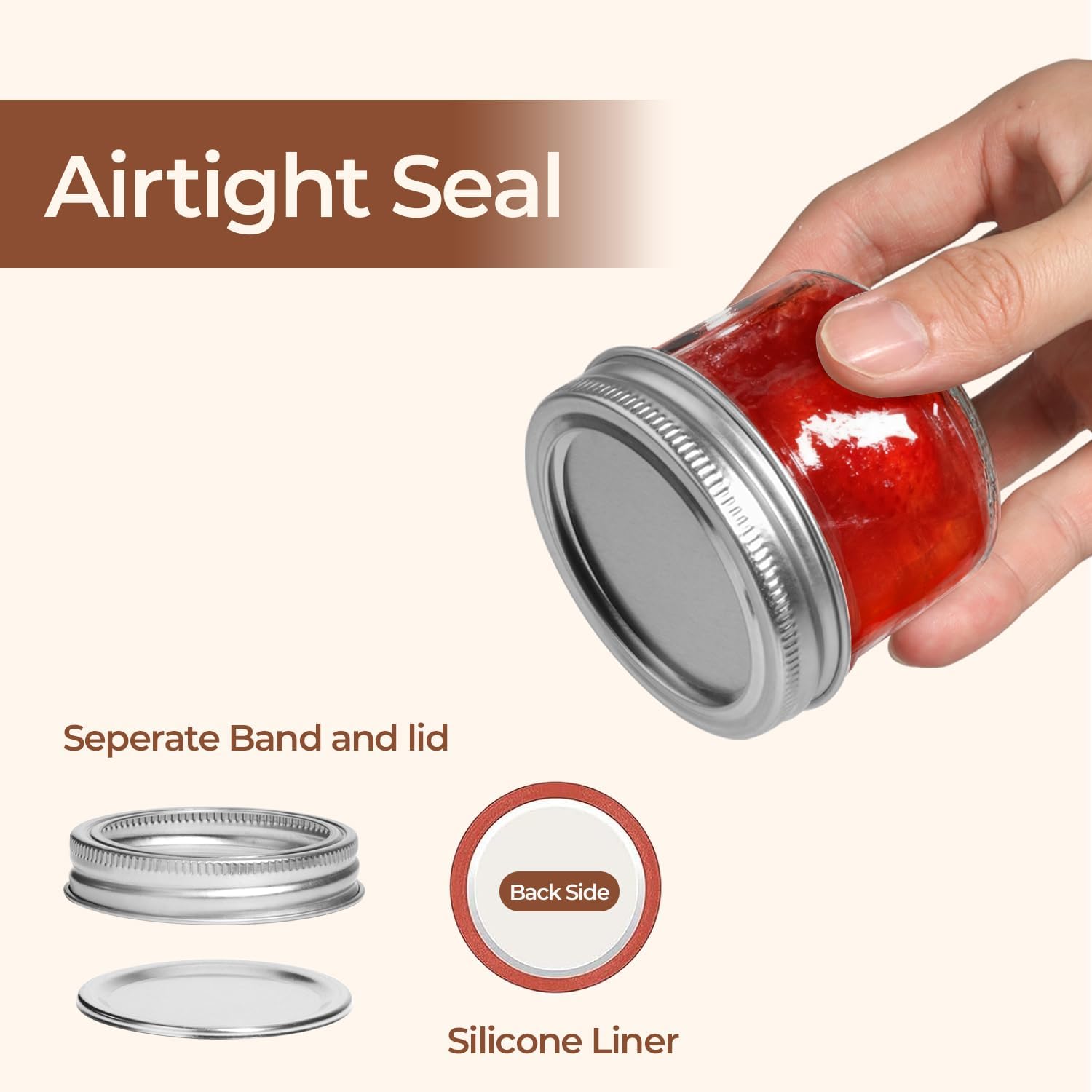 ComSaf Mini Mason Jars 4oz - 8 Pack, Regular Mouth Mason Jar with Lids