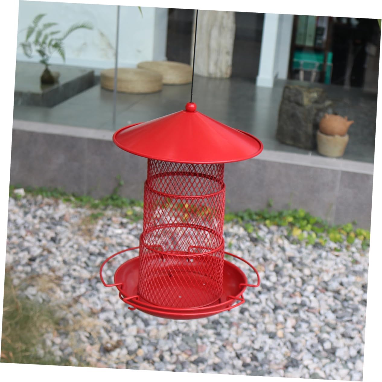 Milisten Metal Three Outdoor Hanging Wild Bird Feeder for Various Bird