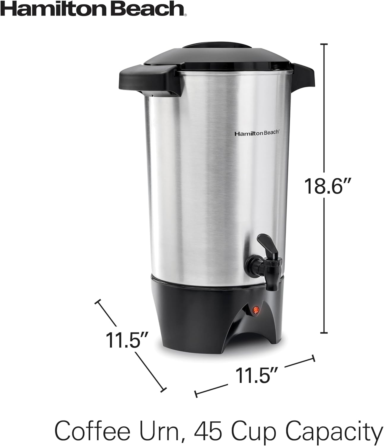 Hamilton Beach 45 Cup Coffee Urn and Hot Beverage Dispenser, Silver