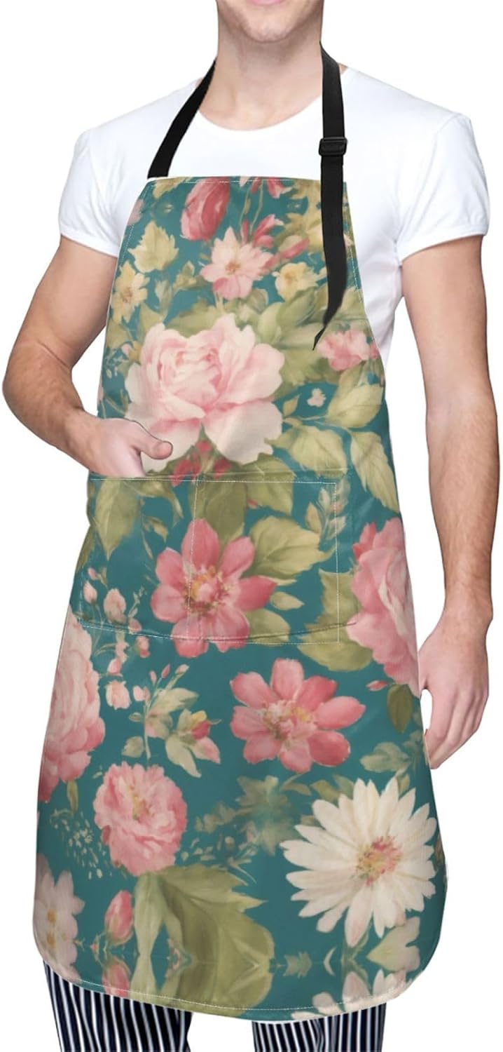 Blossom Flower print Waterproof chef's apron with pocket apron for kit