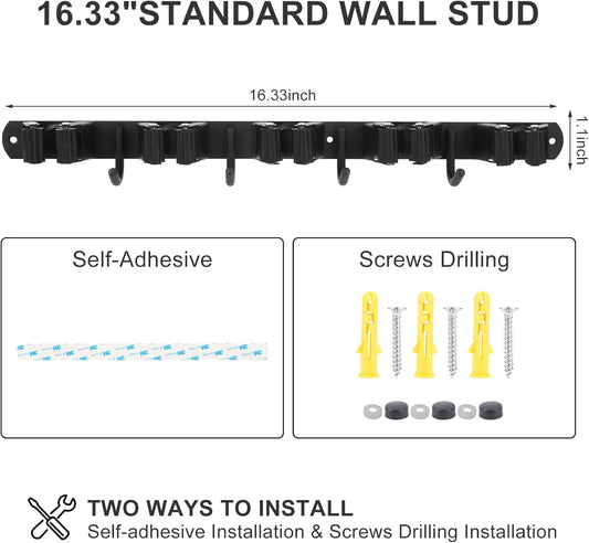 Stainless Steel Mop and Broom Holder, Storage Organizer Wall Mounted,5