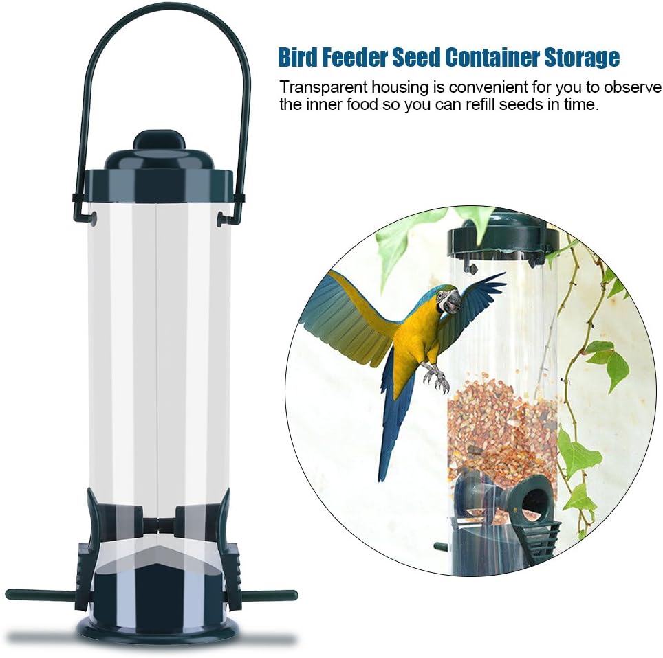 Plastic Transparent Hanging Wild Bird Feeder Seed Container Storage for Outdoor Garden