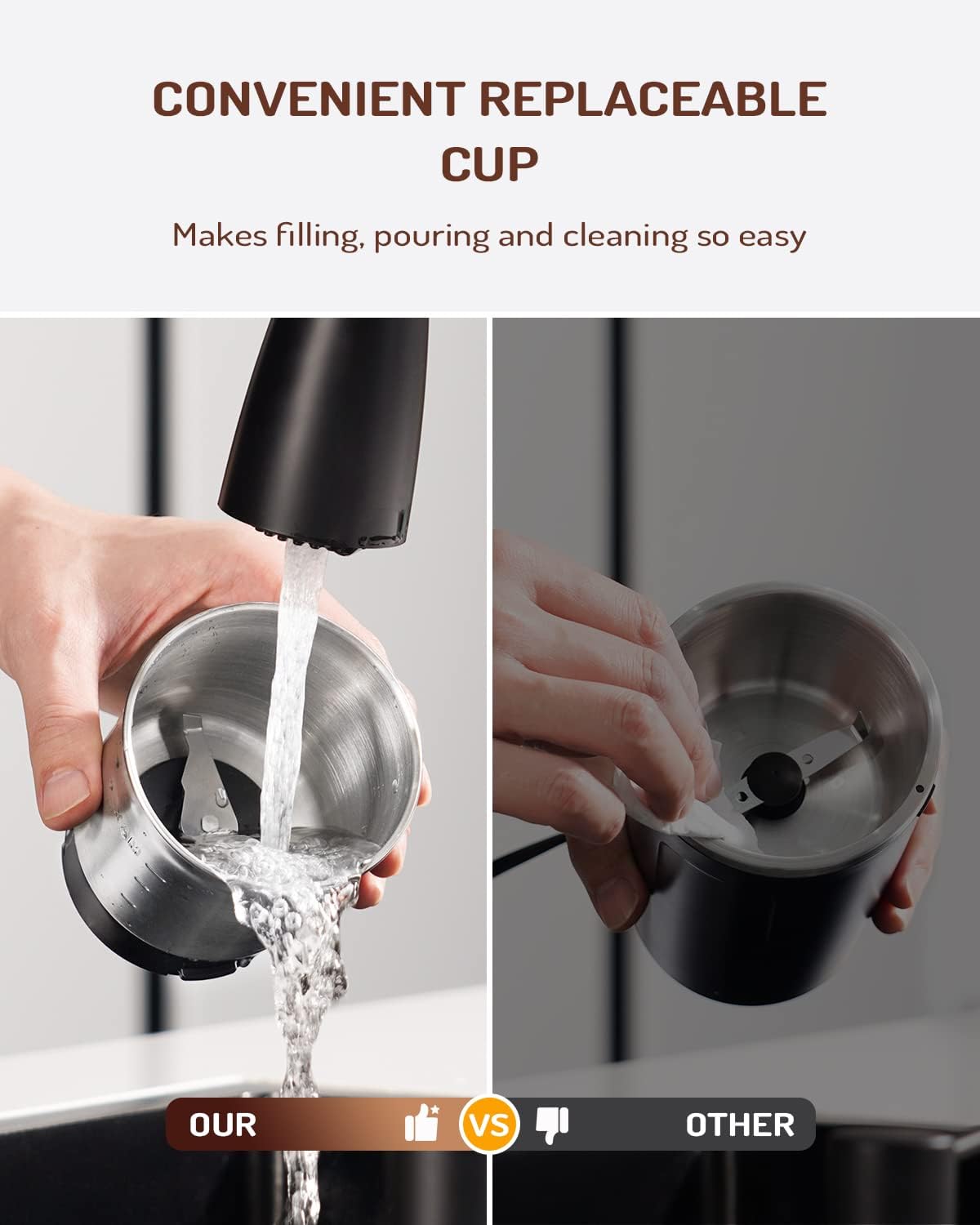 SHARDOR Electric Super Silent Blade Coffee Grinder, Timed Grind Contro