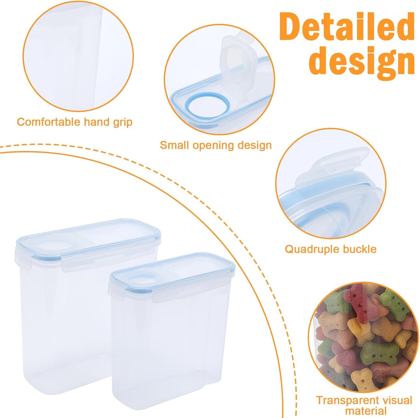2Pack Dog Treat Container,4L/6L Pet Food Storage Containers with Pour 