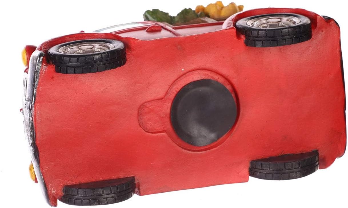 Polystone Resin Bird House Outdoor Garden Bird House, Red Truck with Flowers