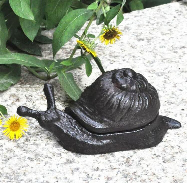 EatingBiting Snail Shape Cast Iron Hider Home Garden Statues Ornament 